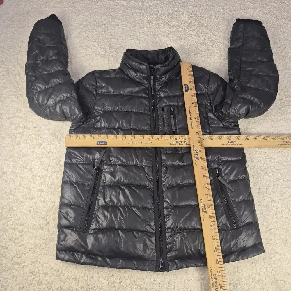 J.Crew Down Puffer Jacket Mens Small Black Lightweight Packable Full Zip Coat